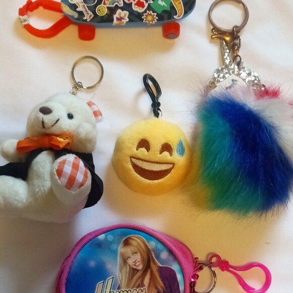 Lot of 5 Vintage Handmade Bag Charms Including Hanna Montana Coin Purse, Fashion - Picture 1 of 4